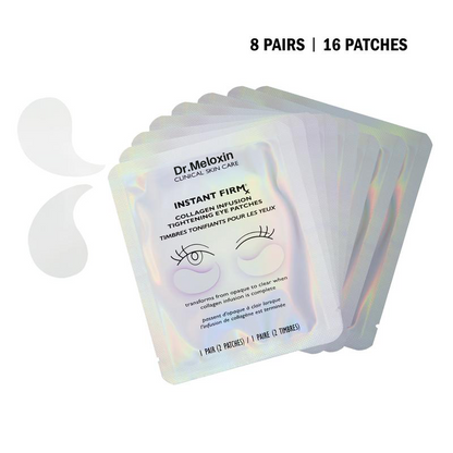 Dr.Meloxin Instant FIRMx Collagen Infusion Tightening Eye Patches (8 Pairs), Color Changing Collagen Mask, Hydrating Gel Patches with Niacinamide & Hyaluronic Acid, Brightening, Serum