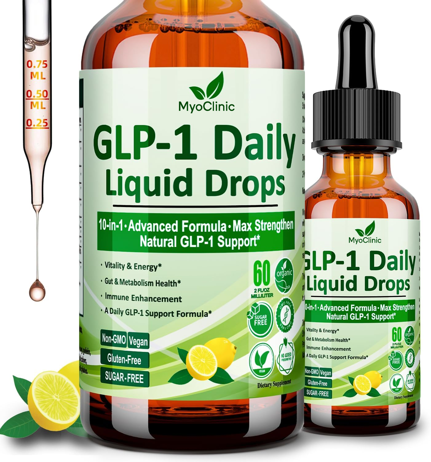 GLP-1 Supplement Liquid Drops, GLP 1 Activated Fiber, with 800 mg Berberine, Ceylon Cinnamon, Green Tea, Bromelain, Natural GLP-1 Support Gut and Digestive Health Immune and Energy Support