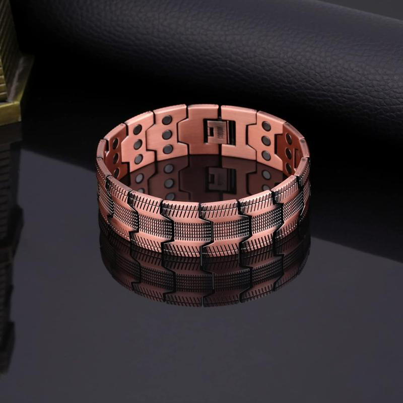 Dr.Meloxin Copper Bracelet for Men, 3X Ultra Strength Magnetic Bracelets, 99.99% Pure Copper with 3500 Gauss Neodymium Magnets, Adjustable