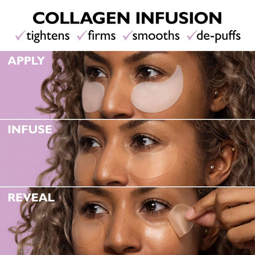 Dr.Meloxin Instant FIRMx Collagen Infusion Tightening Eye Patches (8 Pairs), Color Changing Collagen Mask, Hydrating Gel Patches with Niacinamide & Hyaluronic Acid, Brightening, Serum