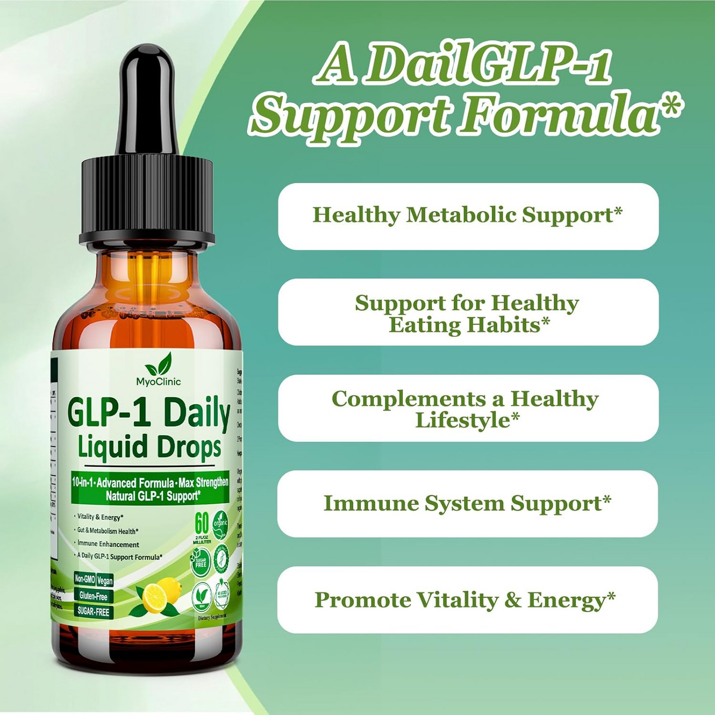 GLP-1 Supplement Liquid Drops, GLP 1 Activated Fiber, with 800 mg Berberine, Ceylon Cinnamon, Green Tea, Bromelain, Natural GLP-1 Support Gut and Digestive Health Immune and Energy Support