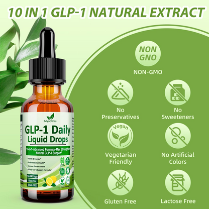 GLP-1 Supplement Liquid Drops, GLP 1 Activated Fiber, with 800 mg Berberine, Ceylon Cinnamon, Green Tea, Bromelain, Natural GLP-1 Support Gut and Digestive Health Immune and Energy Support