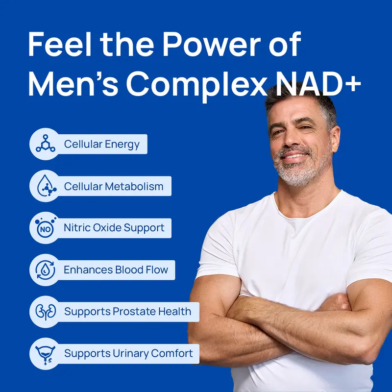 Dr.Meloxin NAD+ Supplement for Men – With Liposomal-NAD+,CoQ10, L-Carnitine, L-Arginine, Maca & Ashwagandha – Energy, Circulation & Prostate Support – 60 Capsules