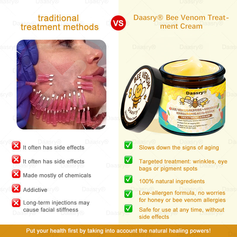 🔥 🗽Made & Shipped from USA | Clinically Proven: Daasry® Bee Venom Treatment Cream with bee venom peptides, botulinum toxin, hyaluronic acid, and collagen💧. Targets wrinkles, fine lines, sagging, stretch marks, dark spots—firming, lifting and more
