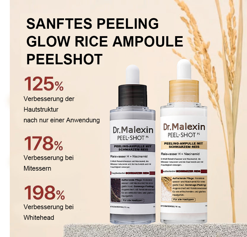 Dr.Malexin Peel-Shot Glow Rice Ampoule Duo - Seren zum Aufhellen, Peelen und Befeuchten🌾