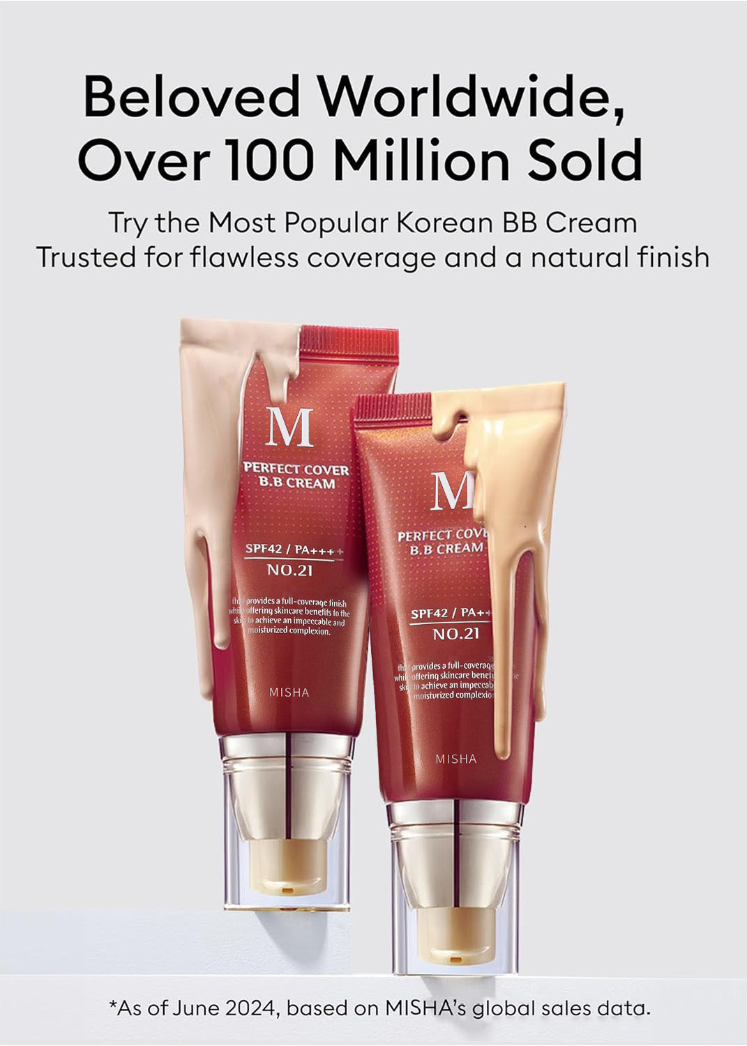 MISHA M Perfect Cover BB Cream No.13 Bright Beige - Fair with Cool Undertone SPF 42 PA +++ 1.69 Fl Oz - Tinted Moisturizer with SPF