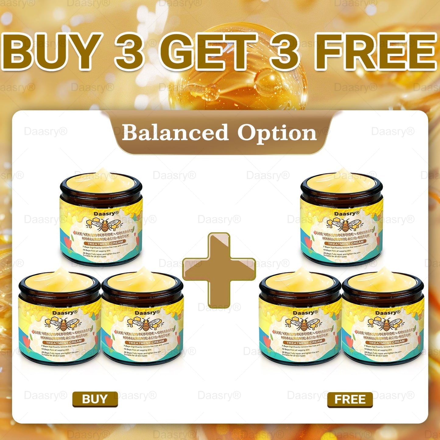 🔥 🗽Made & Shipped from USA | Clinically Proven: Daasry® Bee Venom Treatment Cream with bee venom peptides, botulinum toxin, hyaluronic acid, and collagen💧. Targets wrinkles, fine lines, sagging, stretch marks, dark spots—firming, lifting and more