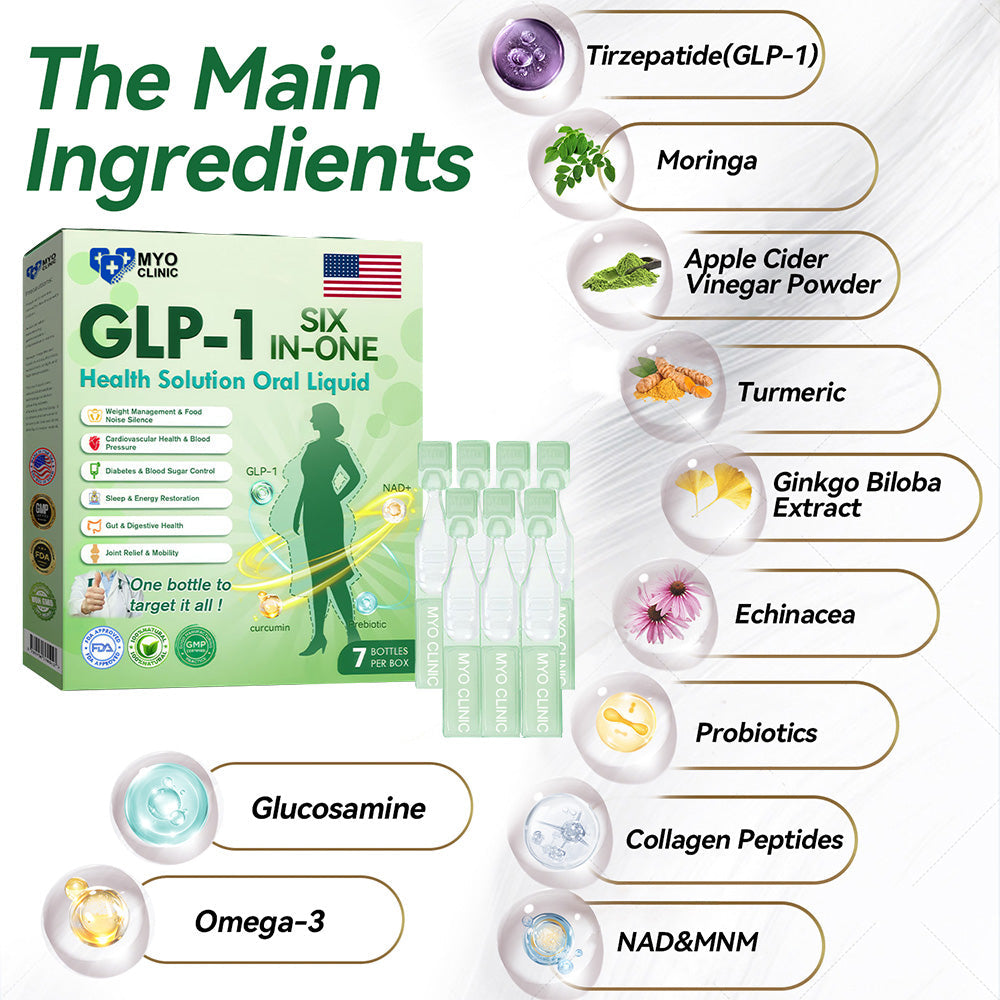 🇺🇸Official Store | Myo Clinic GLP-1 SIX-IN-ONE Health Solution Oral Liquid (Just once a day, visible changes in 7 days) For obesity, cardiovascular health, diabetes, sleep apnea, Gut Health, joint issues, and more