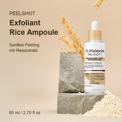 Dr.Malexin Peel-Shot Glow Rice Ampoule Duo - Seren zum Aufhellen, Peelen und Befeuchten🌾