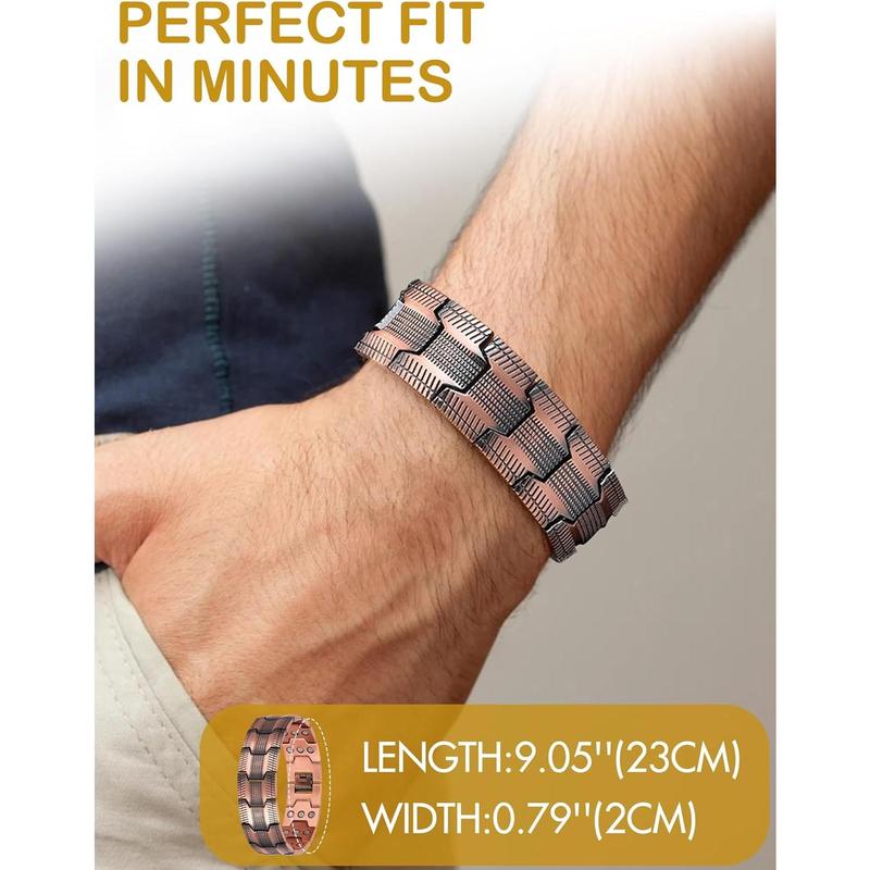 Dr.Meloxin Copper Bracelet for Men, 3X Ultra Strength Magnetic Bracelets, 99.99% Pure Copper with 3500 Gauss Neodymium Magnets, Adjustable