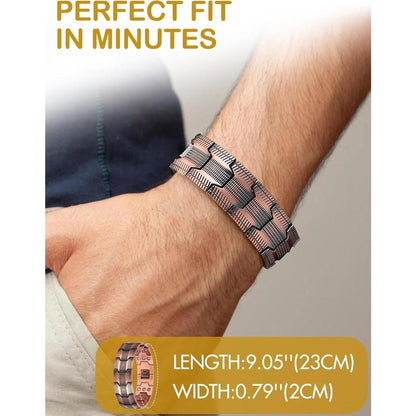 Dr.Meloxin Copper Bracelet for Men, 3X Ultra Strength Magnetic Bracelets, 99.99% Pure Copper with 3500 Gauss Neodymium Magnets, Adjustable